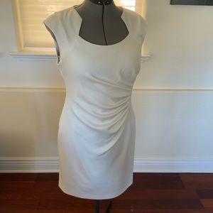 Calvin Klein ruched sheath, Ivory, Size 12